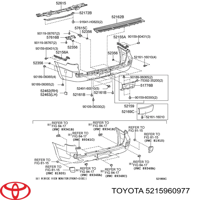 Задний бампер 5215960977 Toyota