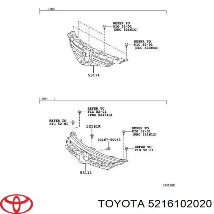5216102020 Toyota Крепление переднего бампера