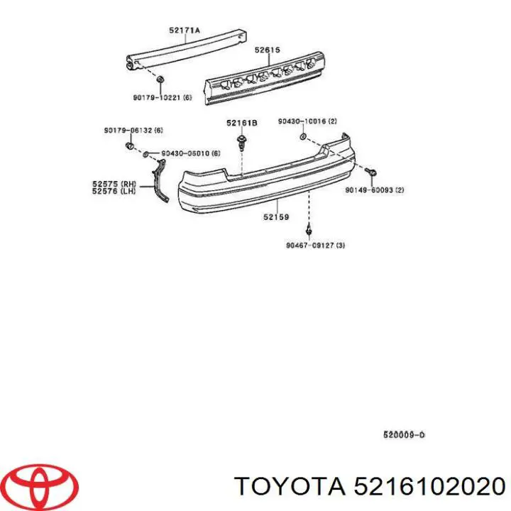 Пистон крепления переднего бампера 5216102020 Toyota