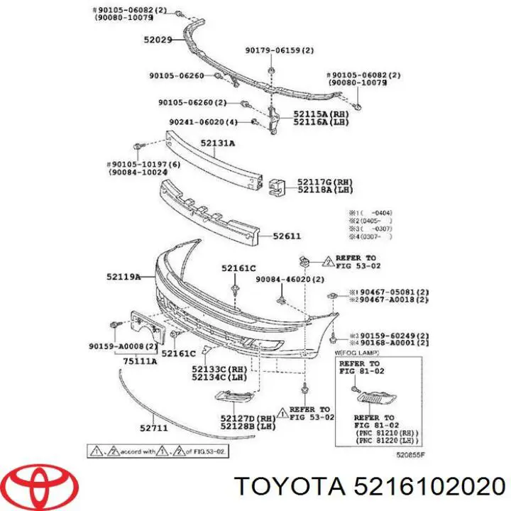 Пистон крепления переднего бампера 5216102020 Toyota