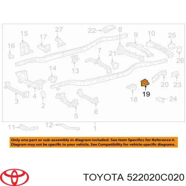 Подушка рамы (крепления кузова) Toyota 522020C020 цена, от 14.28 USD