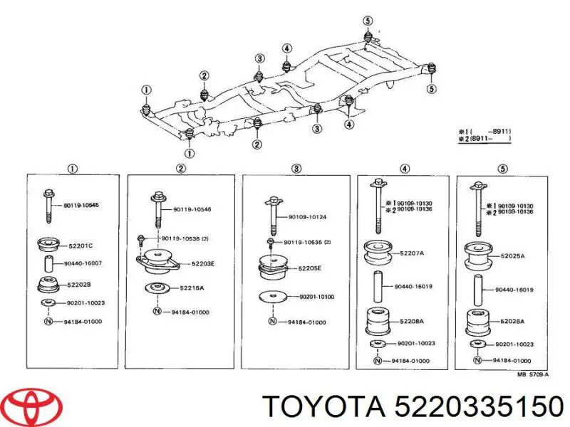 Подушка рамы (крепления кузова) на Toyota 4 Runner N130