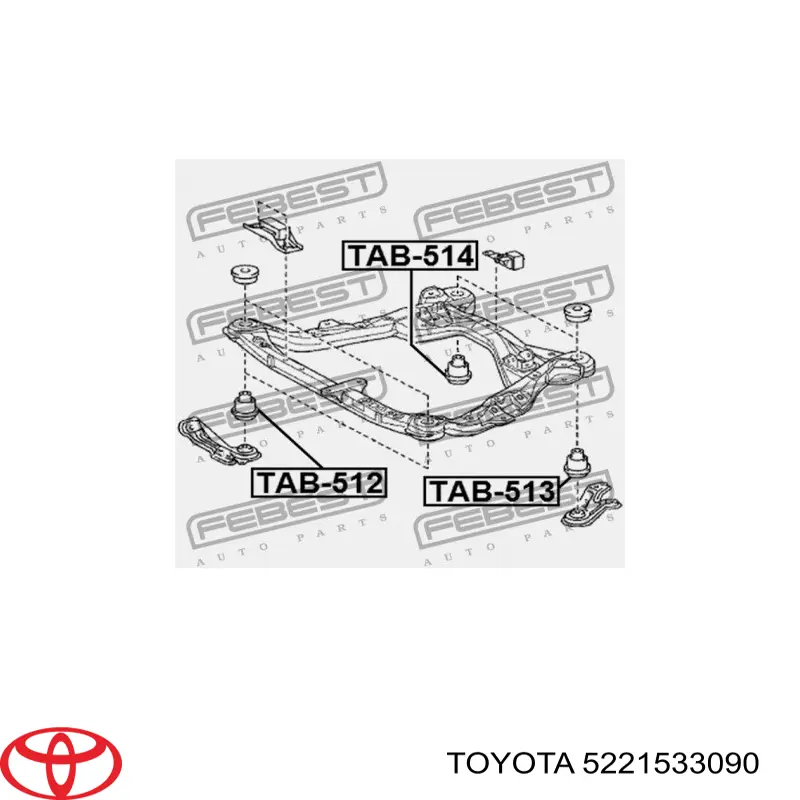 5221533090 Toyota сайлентблок (подушка передней балки (подрамника))