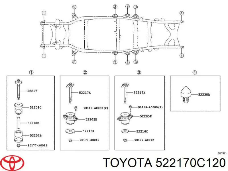 Болт подушки рамы кузова на Toyota Tundra 