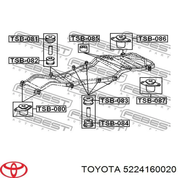 Подушка рамы (крепления кузова) 5224160020 Toyota