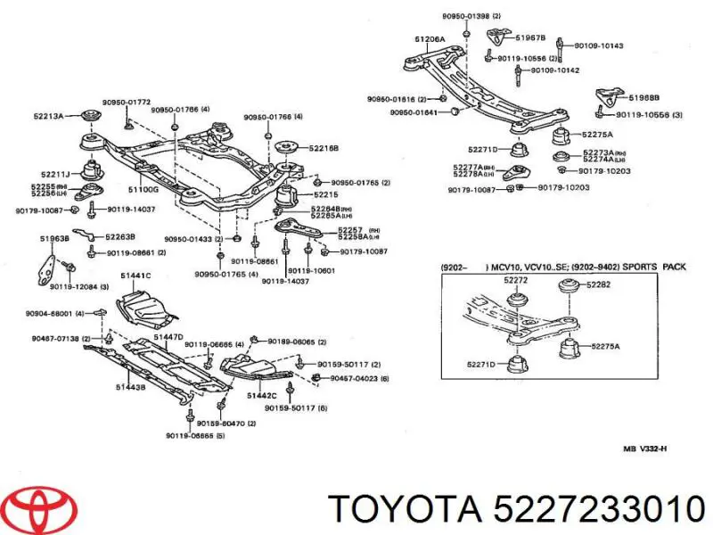 5227233010 Toyota сайлентблок задней балки (подрамника)