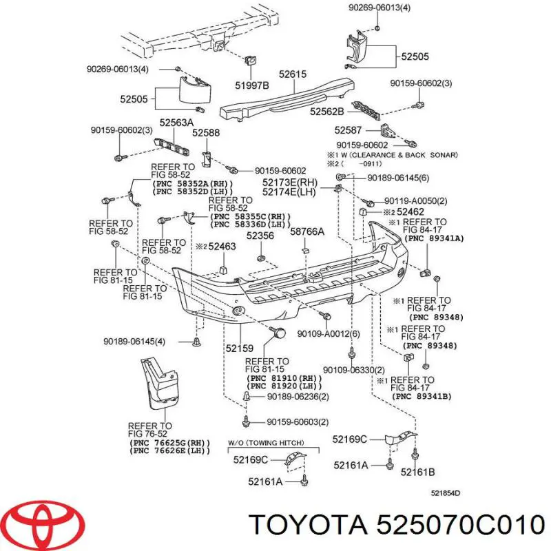 Накладка под задний фонарь левый Toyota 525070C010