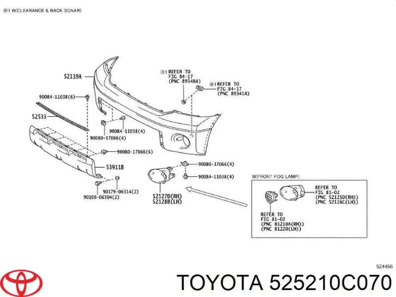 Кронштейн бампера переднего центральный Toyota 525210C070 цена, от 100.10 USD