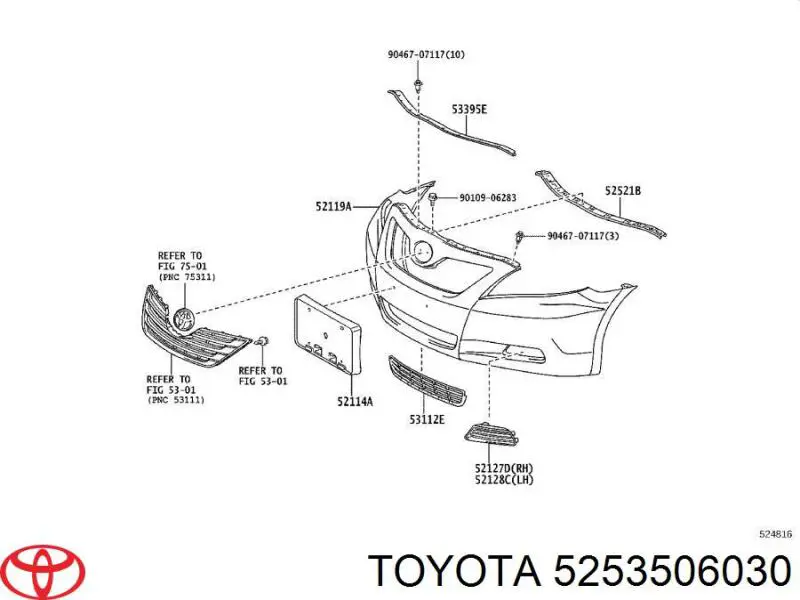 Consola do pára-choque dianteiro direito para Toyota Camry (V40)