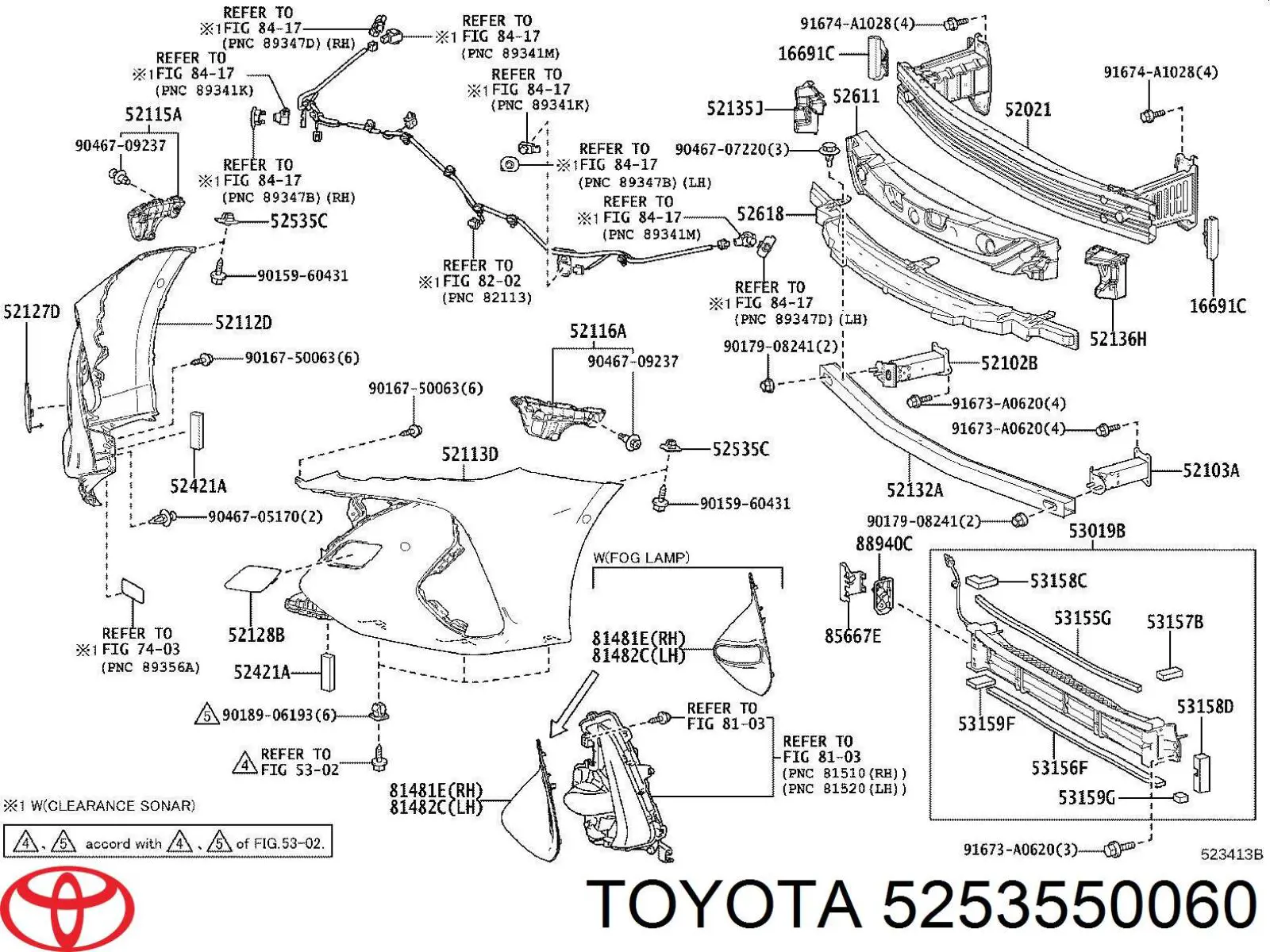 5253550060 Toyota cápsula (prendedor de fixação do pára-choque dianteiro)