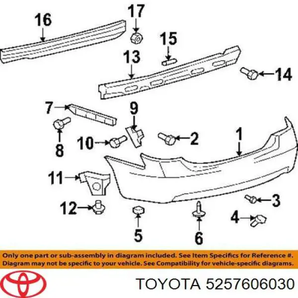 Купить 5257606030 Toyota Направляющая заднего бампера левая