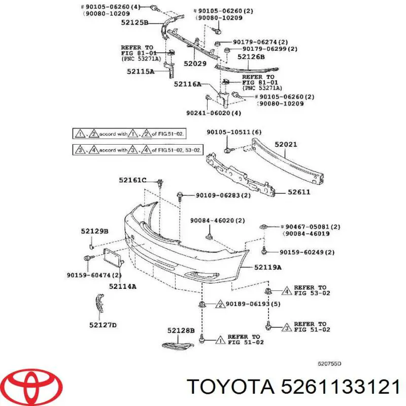 5261133121 Toyota абсорбер (наполнитель бампера переднего)