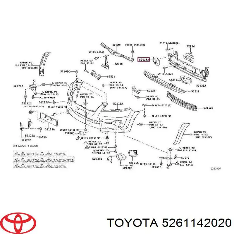 5261142020 Toyota абсорбер (наполнитель бампера переднего)