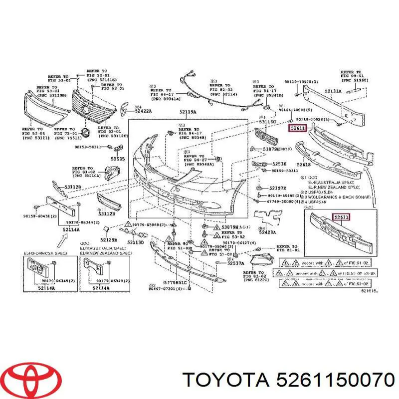 Абсорбер переднего бампера 5261150070 Toyota