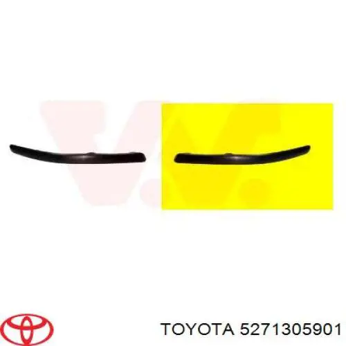Moldura de parachoques delantero izquierdo 5271305901 Toyota