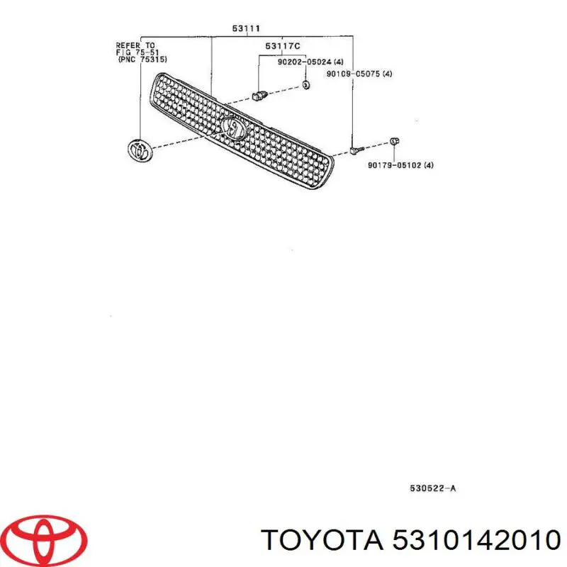 Решетка радиатора 5310142010 Toyota