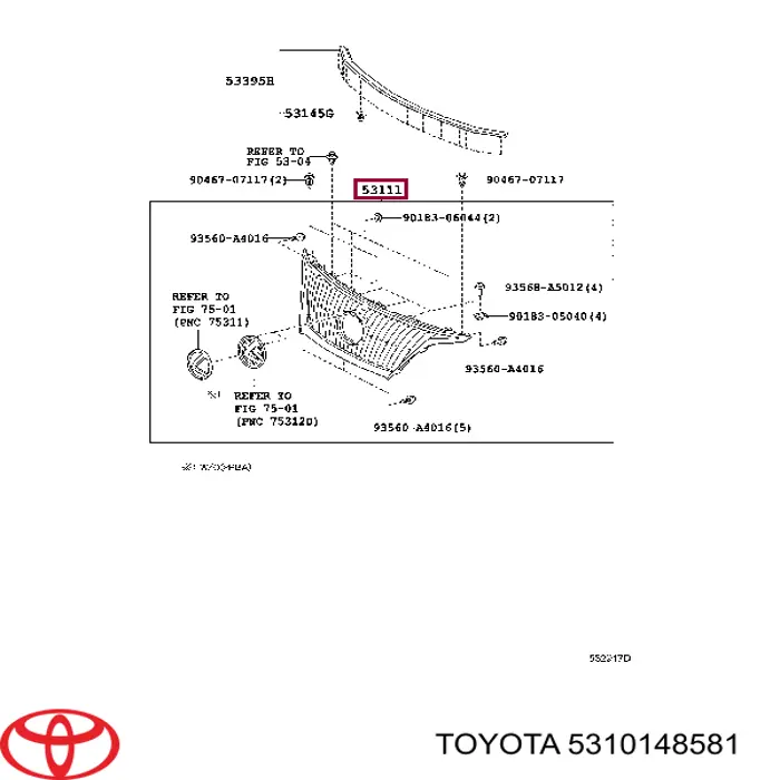 Решетка радиатора 5310148581 Toyota