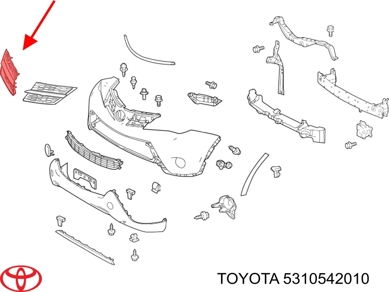 Купить 5310542010 Toyota Решетка радиатора правая