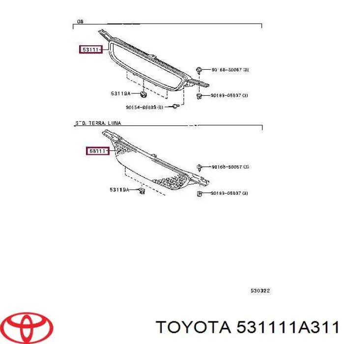 Решетка радиатора 531111A311 Toyota