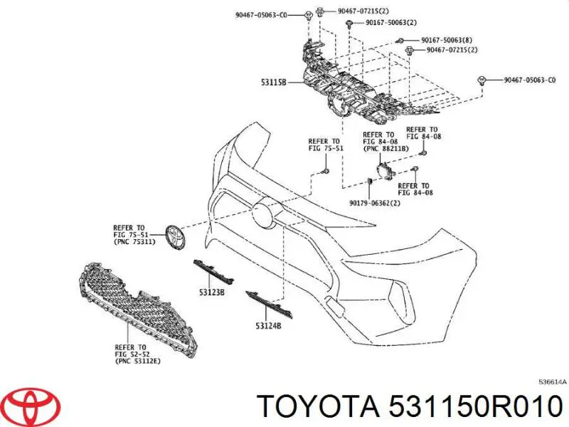 Кронштейн решетки радиатора Toyota 531150R010 цена, от 97.91 USD