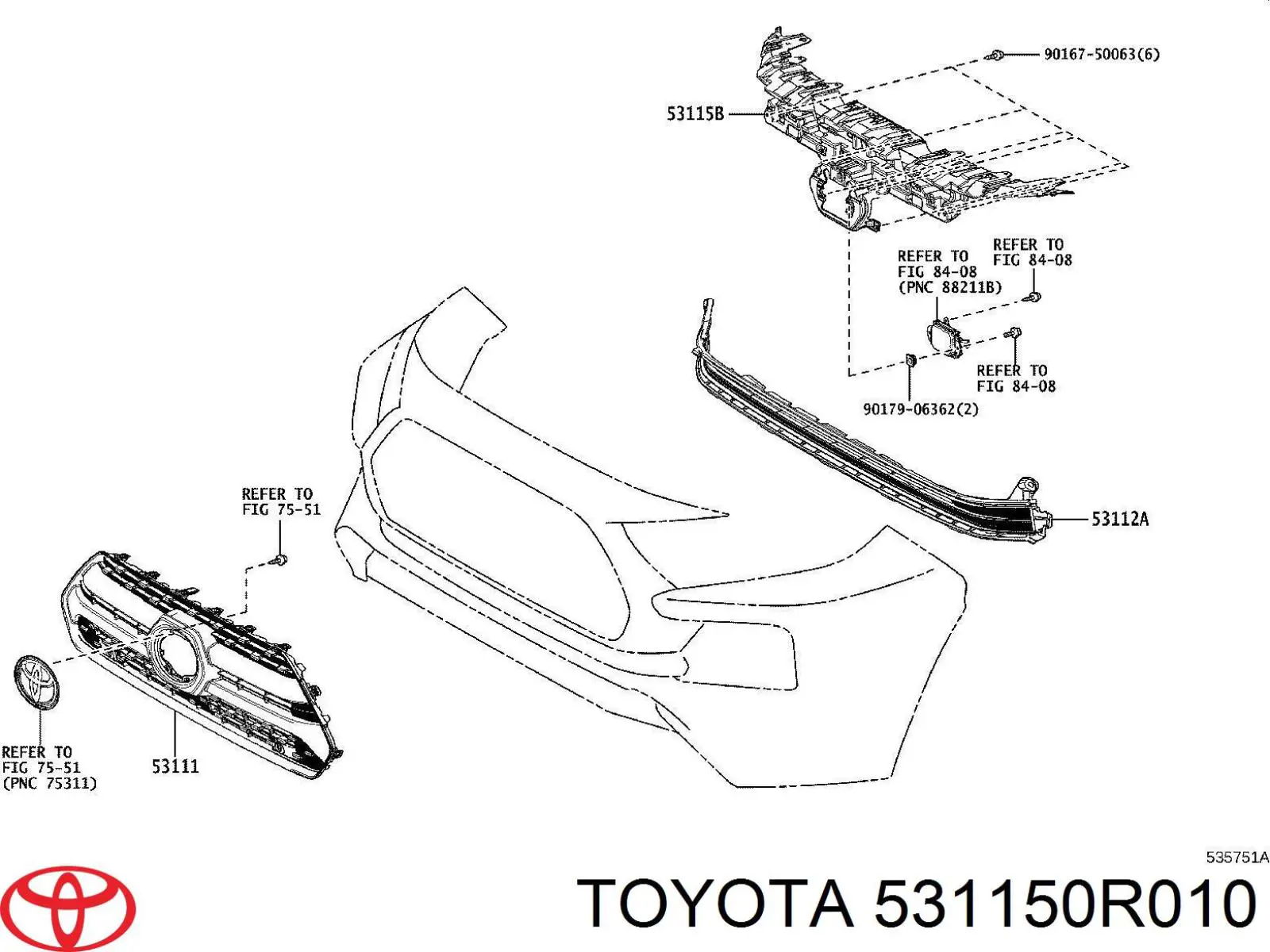 Кронштейн решетки радиатора на Toyota RAV4 V 