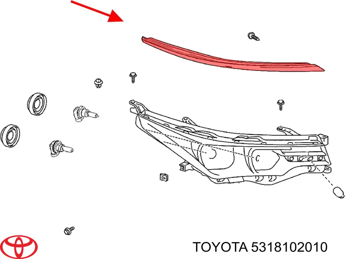 5318102010 Toyota Молдинг фары, правой