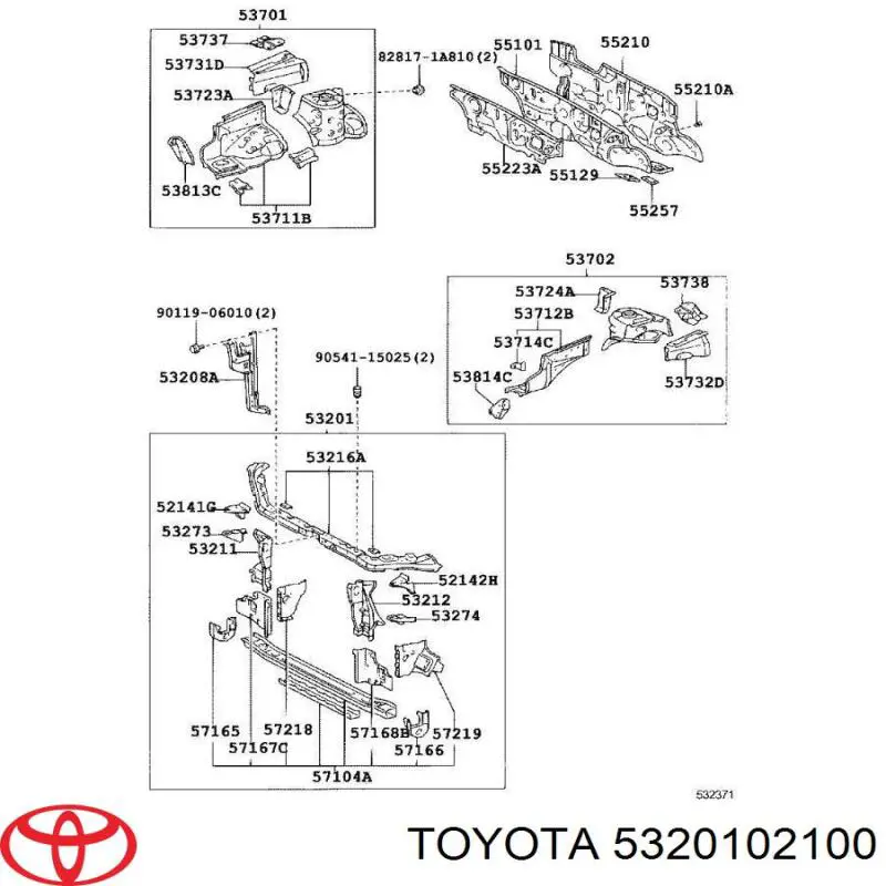 Панель передняя Toyota 5320102100 цена, от 77.42 USD