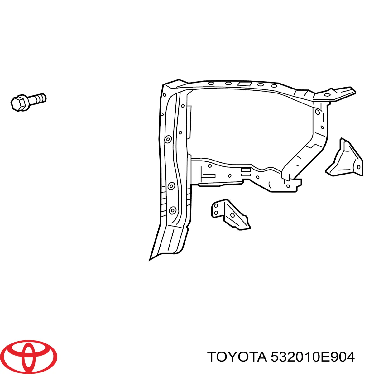 Супорт радіатора в зборі/монтажна панель кріплення фар 532010E904 Toyota