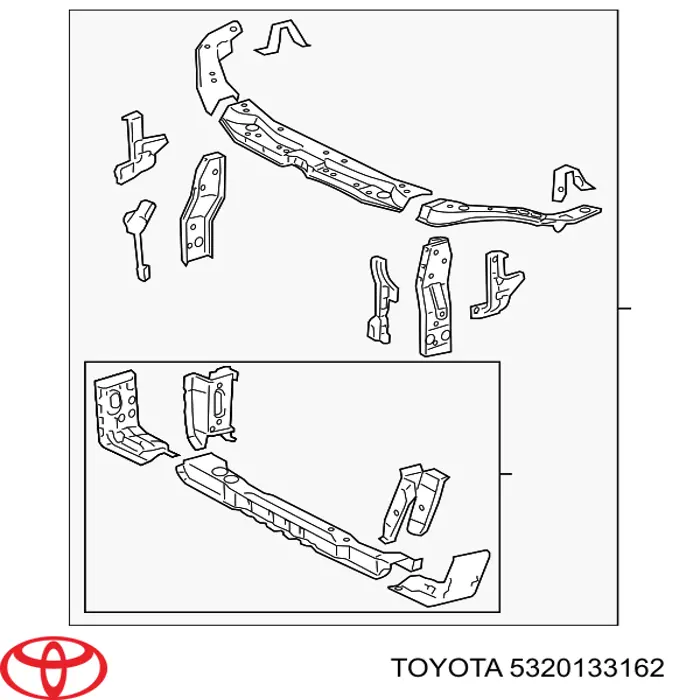 5320133161 Toyota суппорт радиатора в сборе (монтажная панель крепления фар)