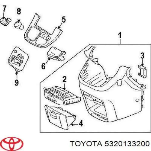 5320133200 Toyota suporte do radiador montado (painel de montagem de fixação das luzes)