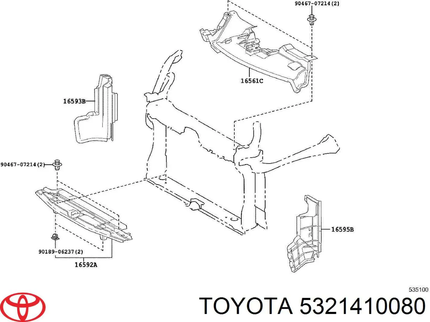 5321410080 Toyota суппорт радиатора верхний (монтажная панель крепления фар)