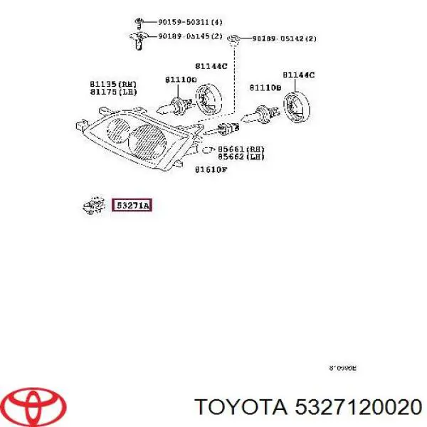 5327120020 Toyota кронштейн (адаптер крепления фары передней)