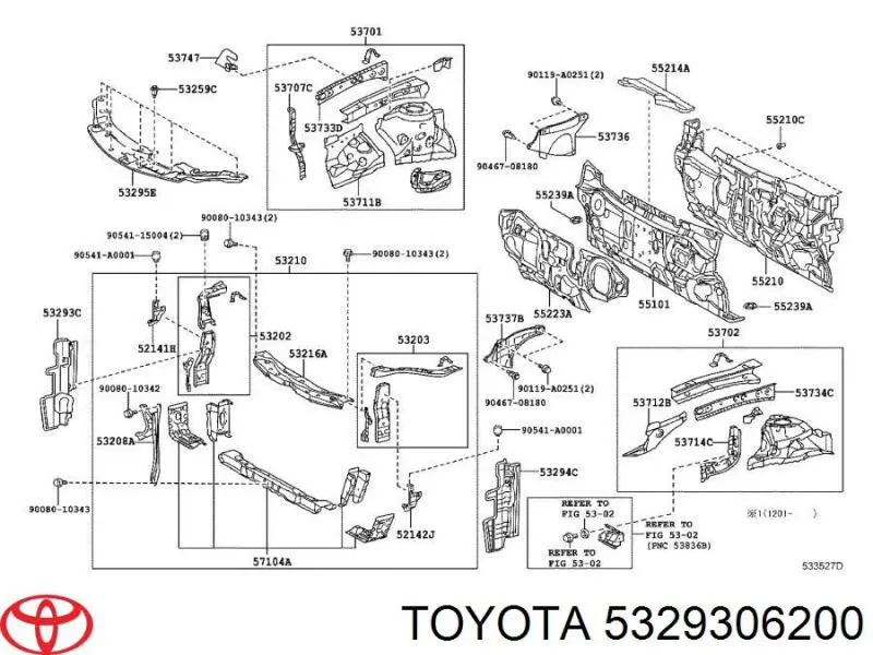 Воздуховод (дефлектор) радиатора правый Toyota 5329306200 цена, от 16.60 USD
