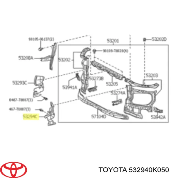 Conduto de ar (defletor) esquerdo do radiador para Toyota Hilux (KUN25)