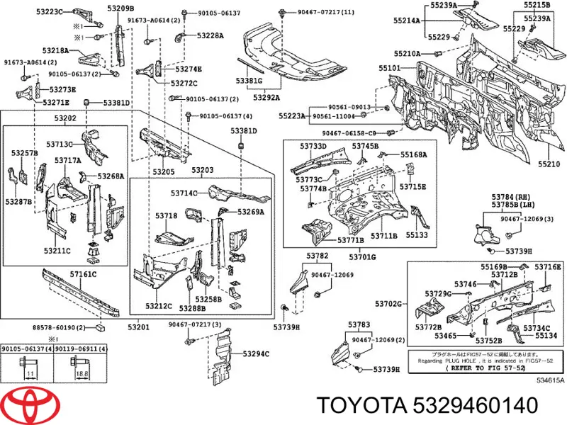 5329460140 Toyota conduto de ar (defletor esquerdo do radiador)