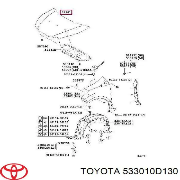 Капот Toyota 533010D130 цена, от 114.16 USD