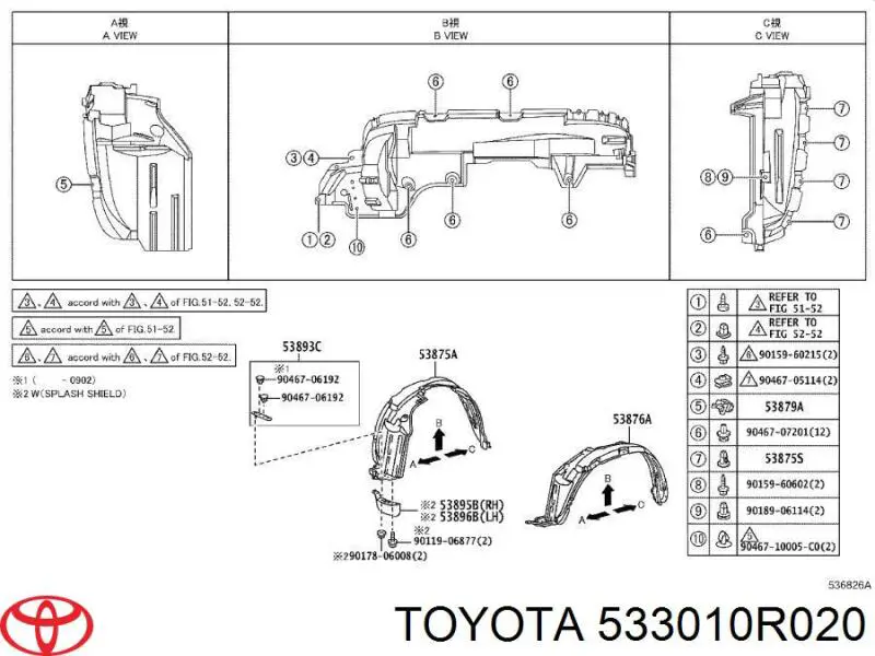 533010R020 Toyota capota