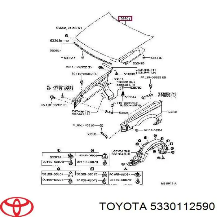 Капот Toyota 5330112590 цена, от 134.70 USD