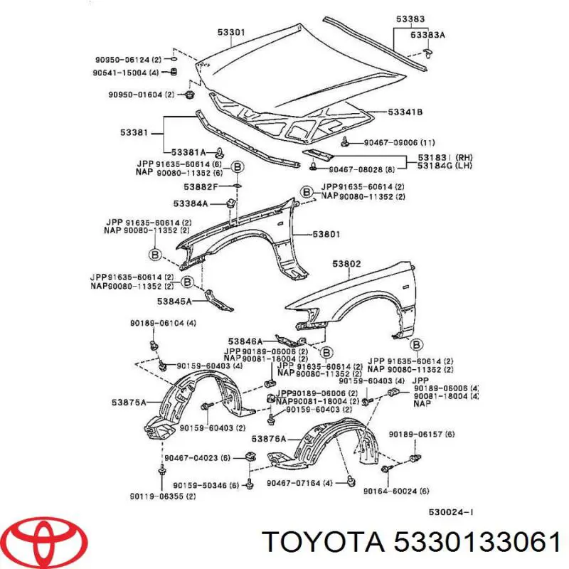 5330133061 Toyota капот