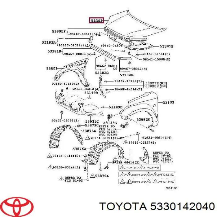 Капот 5330142040 Toyota