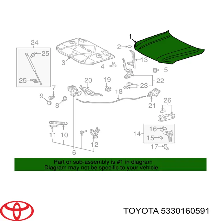 Капот Toyota 5330160591 цена, от 191.65 USD