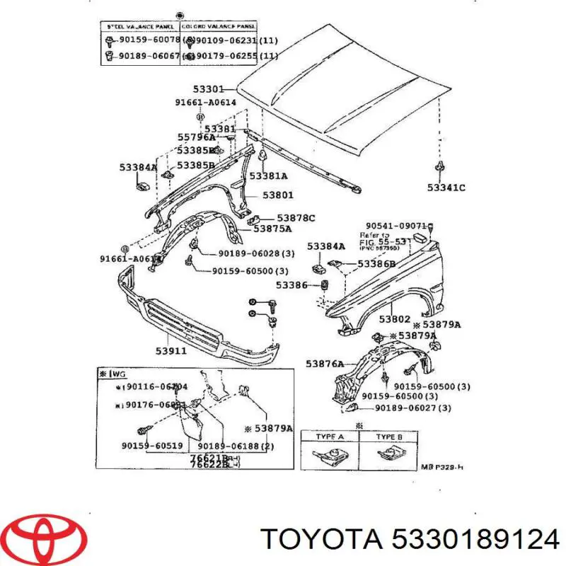 5330189124 Toyota капот