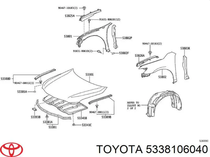 Vedação da capota para Toyota Camry (V40)
