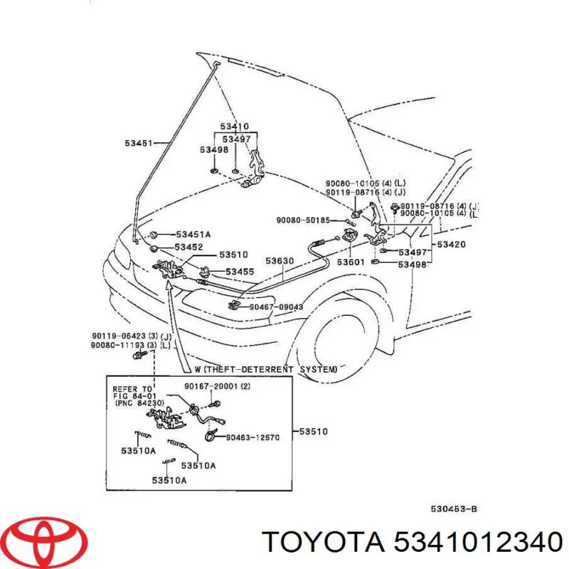 Gozno da capota direito para Toyota Corolla (E11)