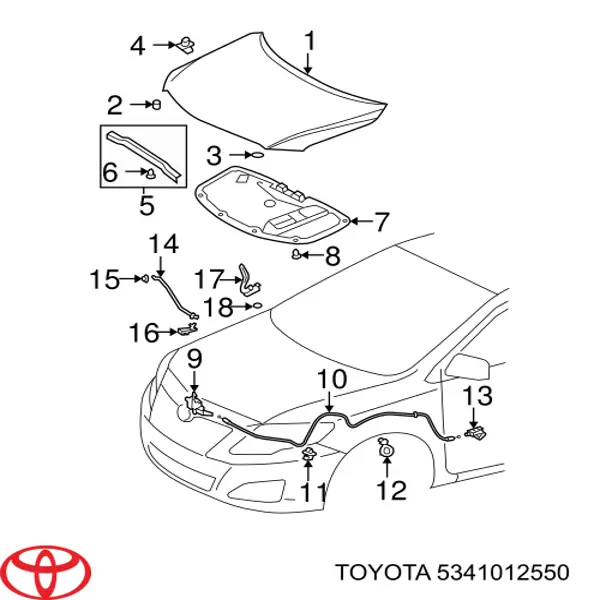 Петля капота, правая Toyota 5341012550 цена, от 21.64 USD