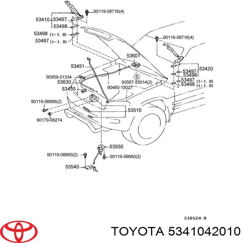 Петля капота правая на Toyota Rav4 SXA1