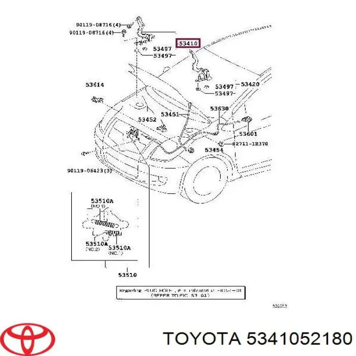 Gozno da capota direito para Toyota Yaris (SP90)