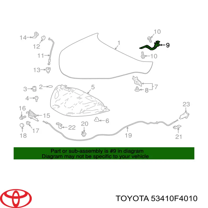 Gozno da capota direito para Toyota C-HR (X10)