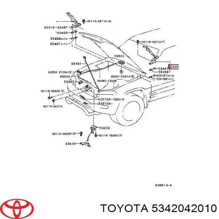 Петля капота, левая Toyota 5342042010 цена, от 32.42 USD