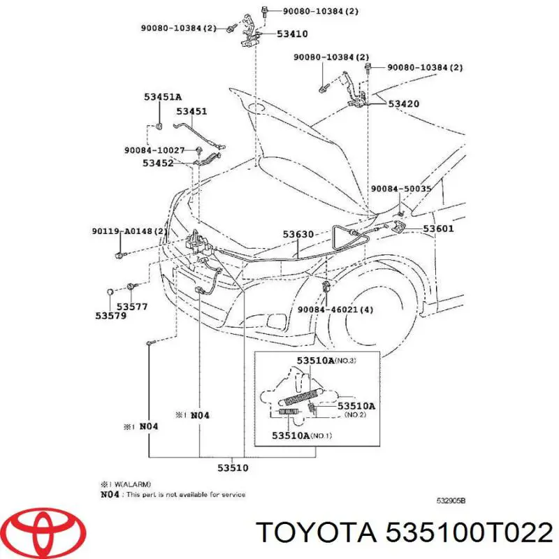 Замок капота 535100T022 Toyota